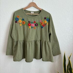 Sister Mary Embroidered Emma Babydoll Top Size XS